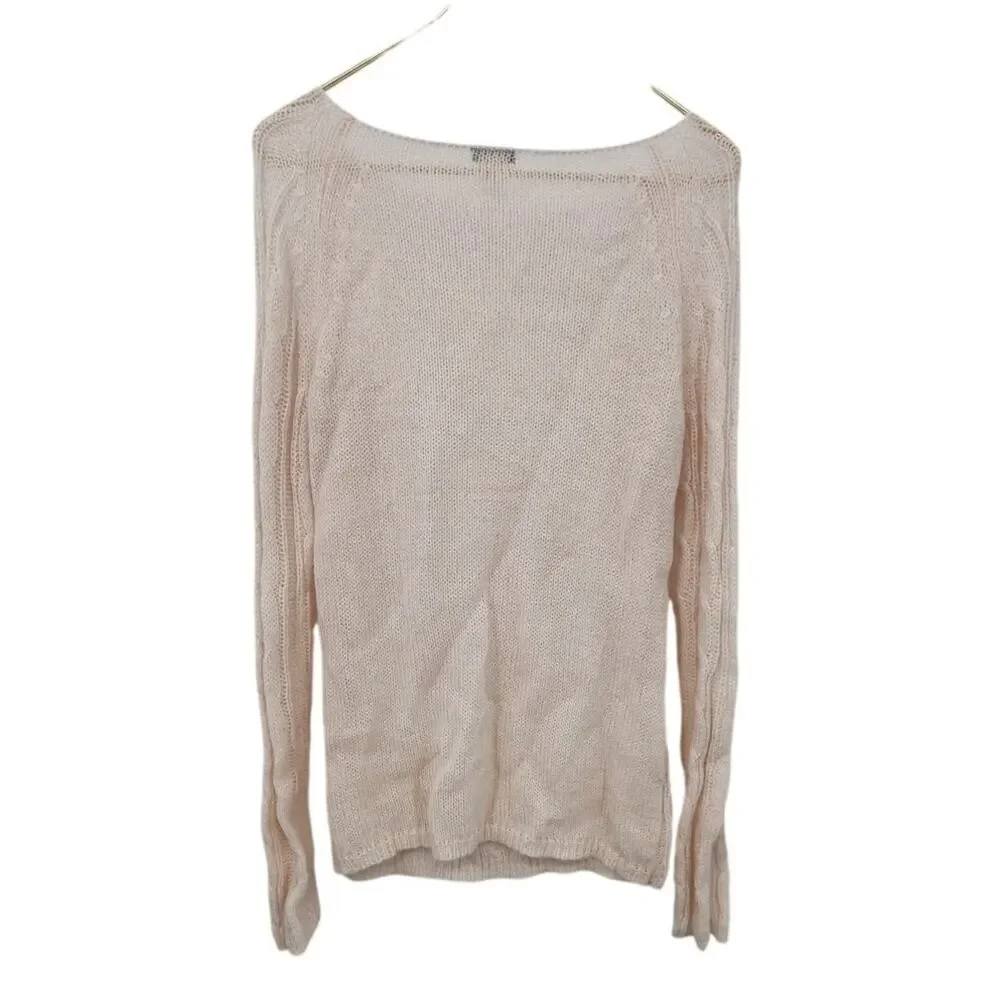 J. Crew Mohair Wool Blend Long‎ Sleeve White Cream Knit Sweater Size Medium